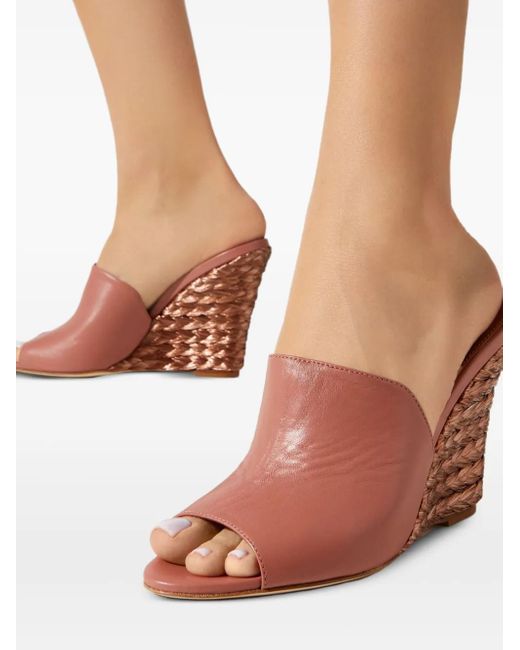 Paris Texas Pink Raffia Wedge Sandals