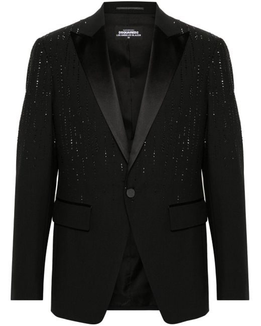 DSquared² Black Raindrops L.A. Crystal-Embellished Blazer for men