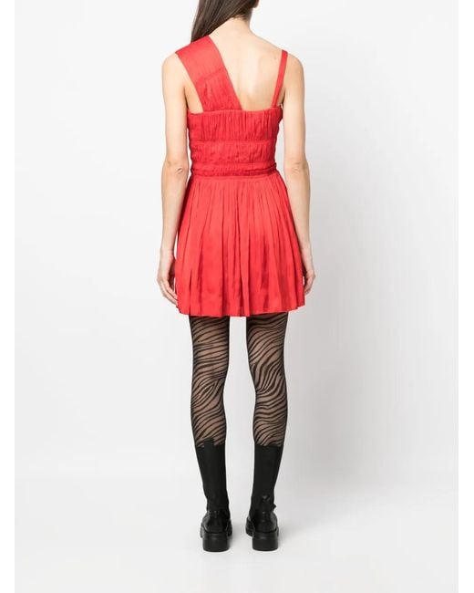 Zadig & Voltaire Red Roselie Satin Pleated Dress