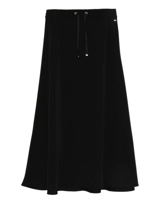 Herno Black Drawstring Flared Midi Skirt