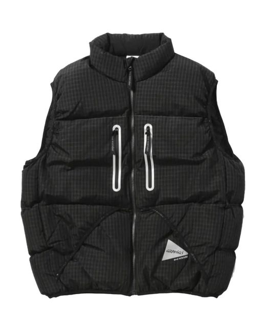 And Wander Wattierte Weste mit Vichy-Karomuster in Black für Herren