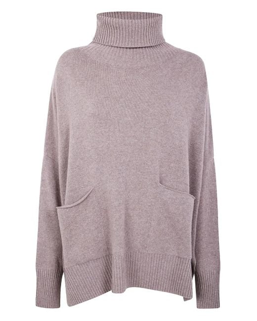 Ma'ry'ya Purple Two-Pocket Roll-Neck Sweater