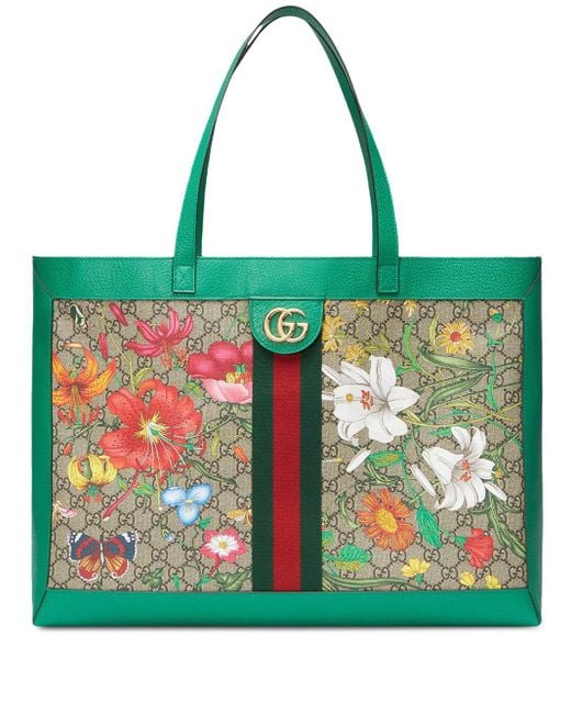 Gucci Green Ophidia GG Flora Tote