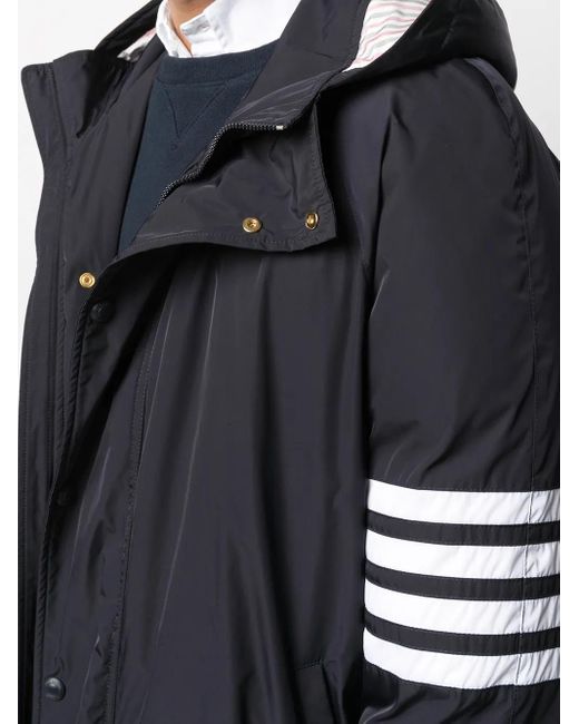 Thom Browne Blue Downfill Hooded Football 4-Bar Parka for men