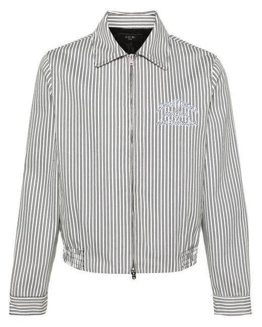 Amiri Gray White Motors Striped Cotton Jacket - Men's - Cotton for men