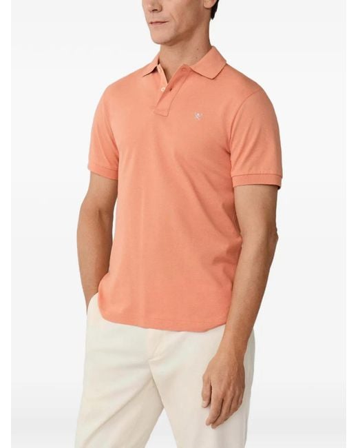 Hackett Orange Logo-Embroidered Polo Shirt for men