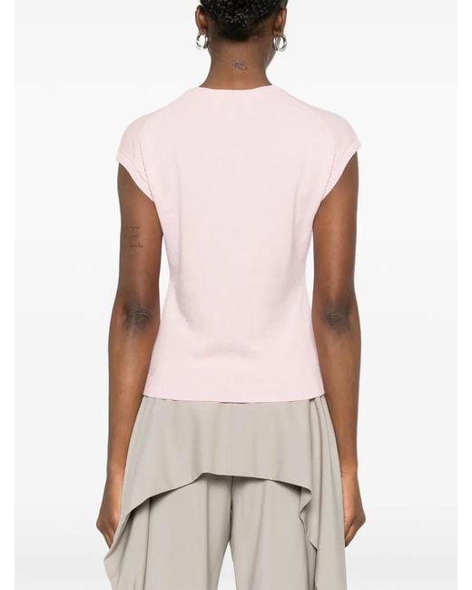Bompard Pink Ribbed Sleeveless Top