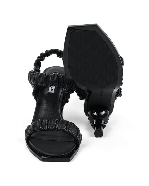 Karl Lagerfeld Black Leather Heeled Sandals