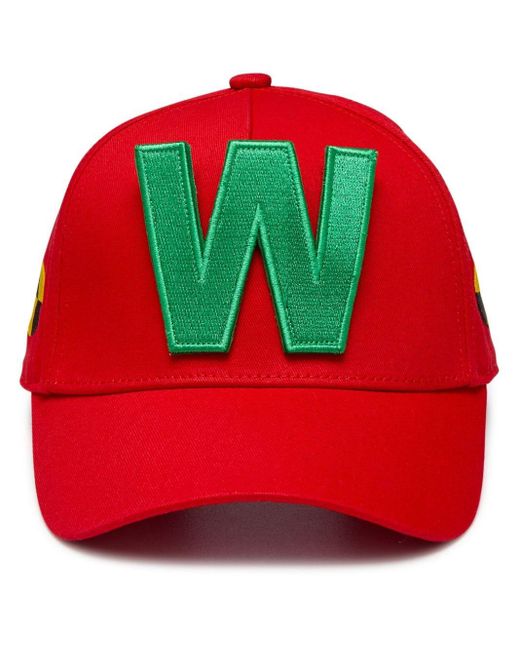Walter Van Beirendonck Red W-appliqué Baseball Cap for men