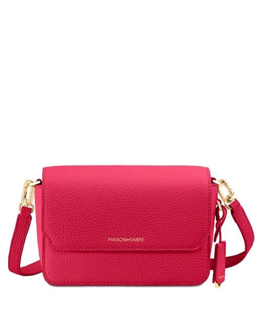Maison De Sabre Red Mini Sac À Bandoulière En Cuir À Rabat
