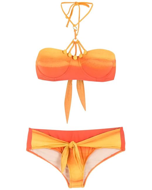 Amir Slama Orange Bikini À Rayures