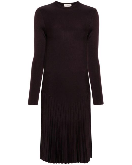 Mrz Black Virgin Wool Midi Dress