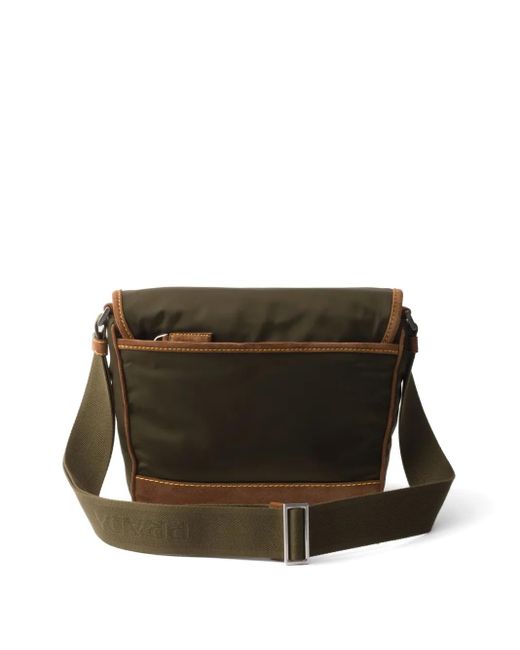 Prada Brown Medium Leather And Re-Nylon Messenger Bag for men