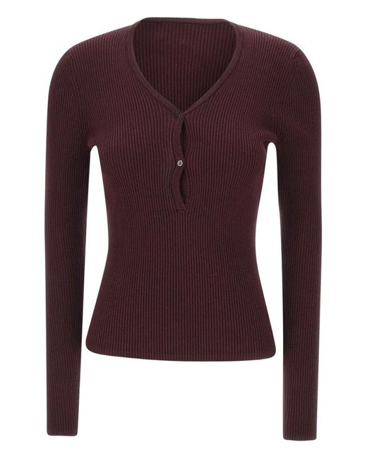 Herskind Purple Oscar Ribbed V-Neck Sweater