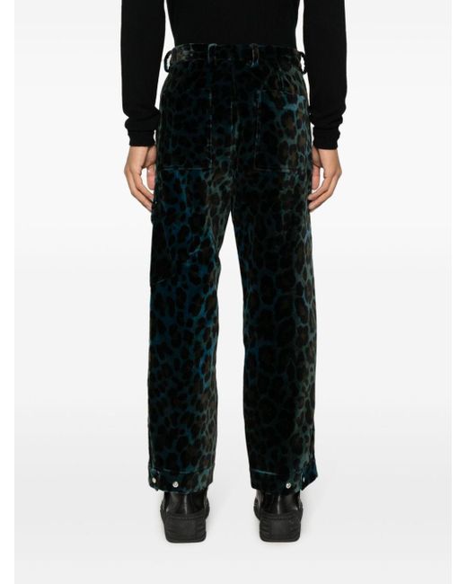 Pantalones Combine con estampado de leopardo OAMC de hombre de color Blue