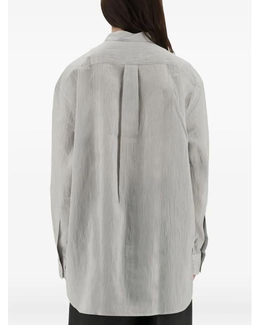Studio Nicholson Gray Stripe Collarless Top
