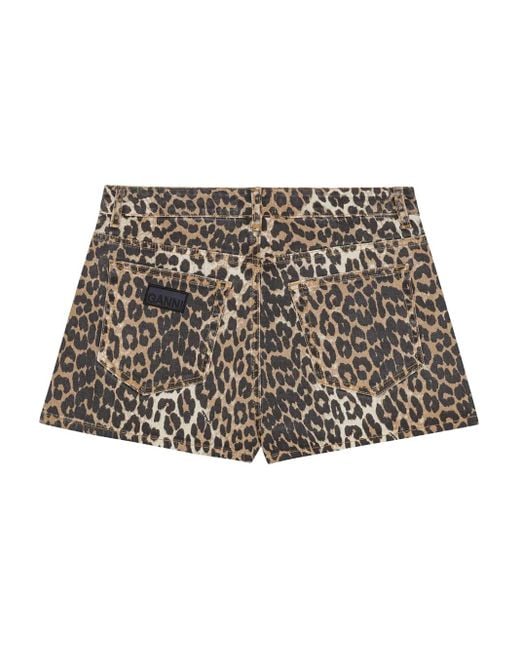 Ganni Black Leopard-Print Shorts