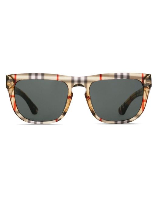 Burberry Gray Vintage Check Square-frame Sunglasses