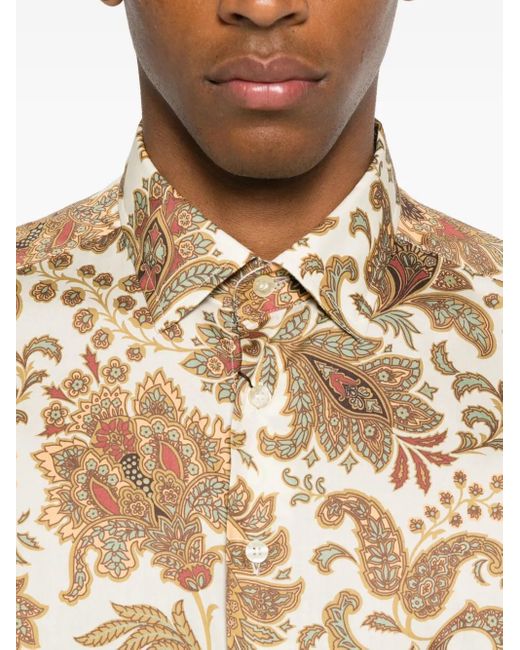 Etro Natural Paisley-Print Cotton Shirt for men