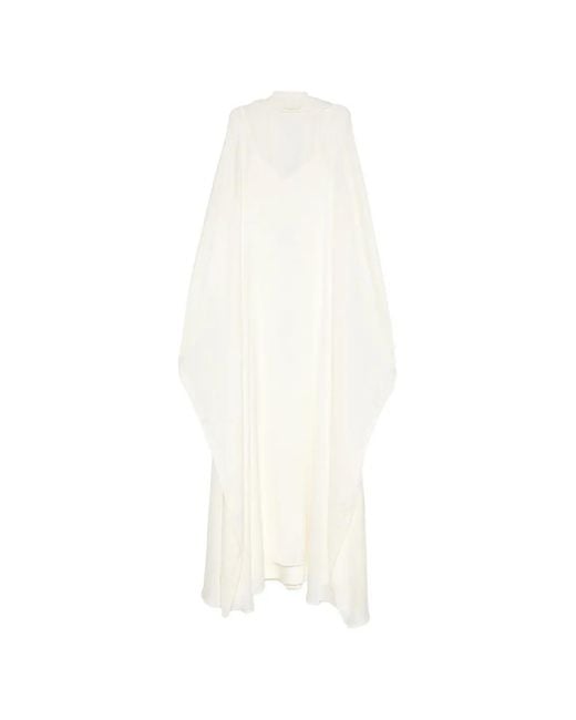 Abadia White Sheer Pleated Kaftan