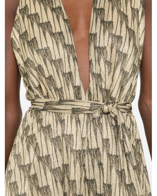 Siyu White Plunging-Neckline Belted Maxi Dress