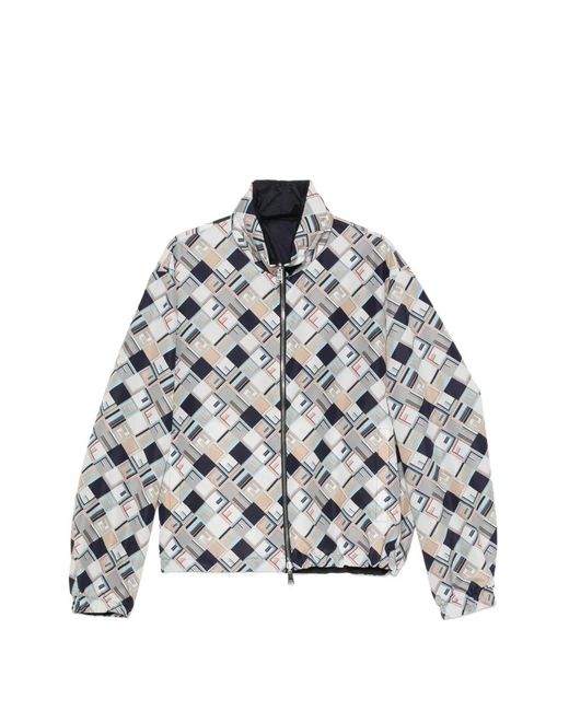 Fendi Gray Ff-Print Reversible Jacket for men