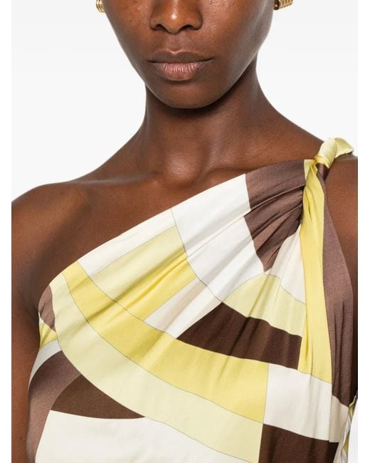 Faithfull The Brand Metallic Kortez Geometric-Print One-Shoulder Top