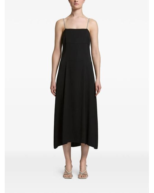 Peserico Black Lurex-Detail Open-Back Midi Dress