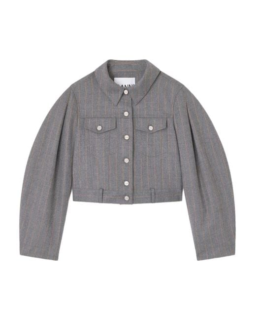 Ganni Gray Pinstripe Jacket