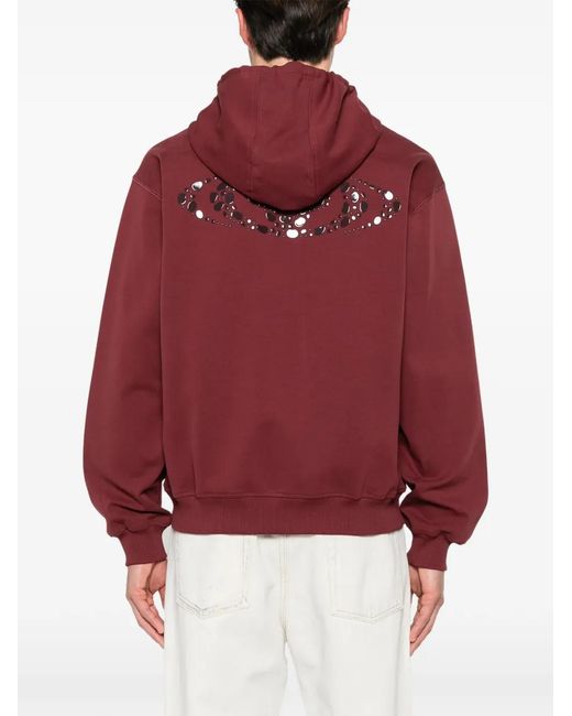 Casablanca Red Logo-Patch Zip Hoodie for men