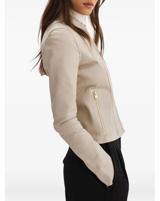 Lamarque White Chapin Reversible Leather Jacket