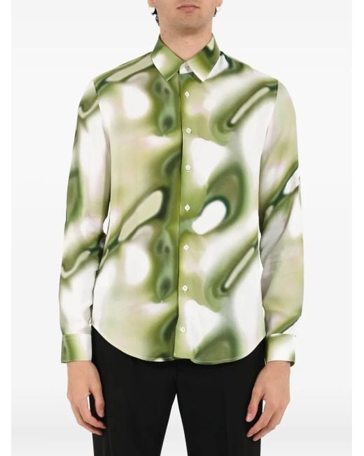Patrizia Pepe Green Abstract-Print Shirt for men