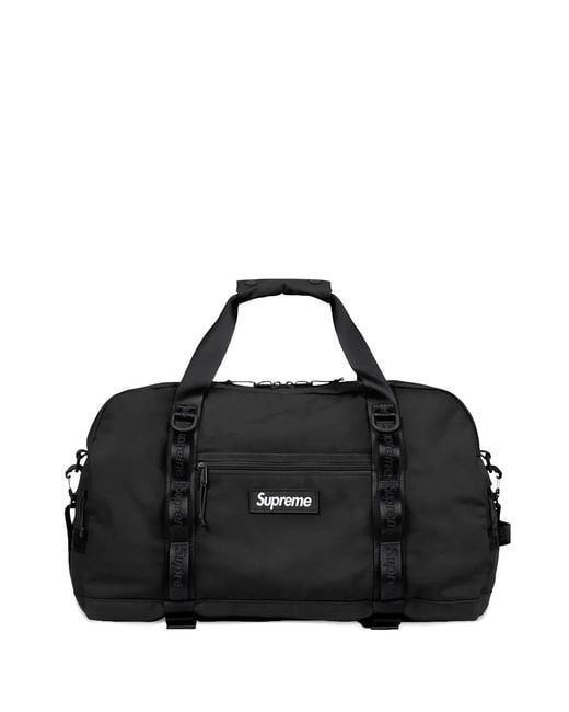 Supreme Black Logo-Patch Holdall for men