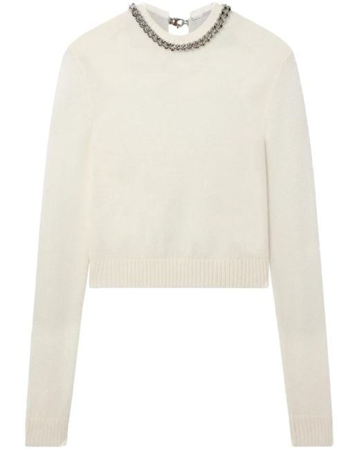 Stella McCartney White Falabella Chain Fine-Knit Jumper