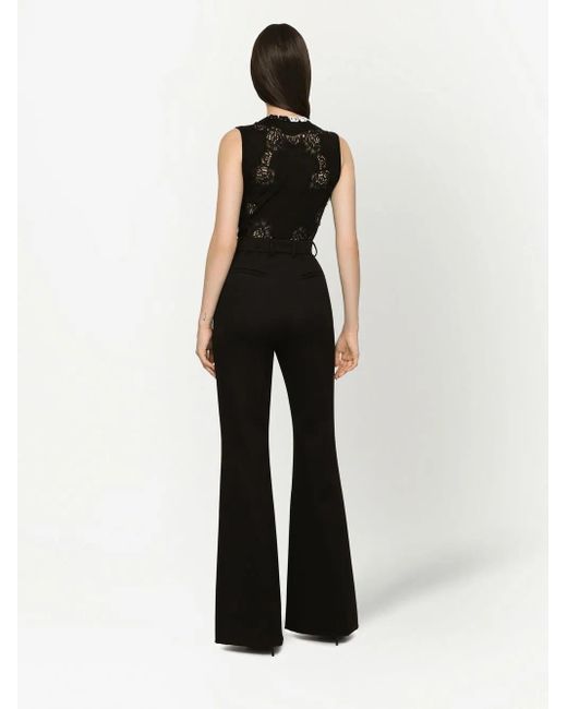 Dolce & Gabbana Black Lace-Panel Cashmere-Silk Jumper