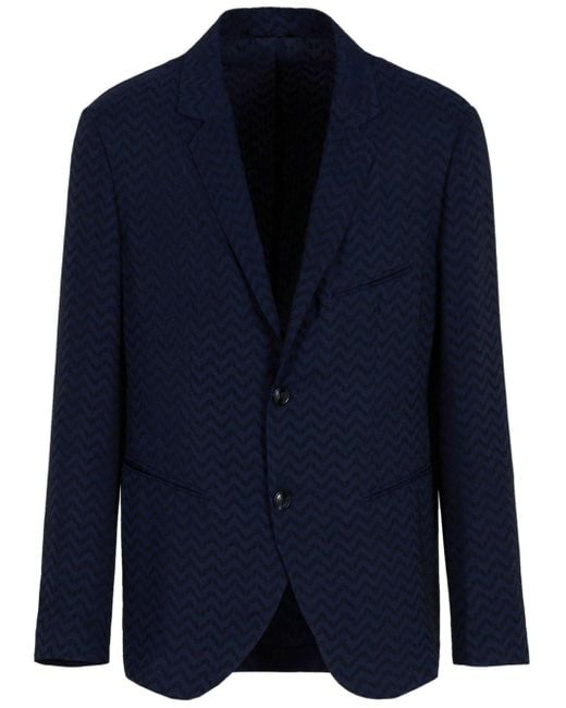 メンズ Giorgio Armani ジグザグ シングルジャケット Blue