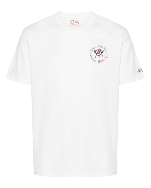 Mc2 Saint Barth White X Insulti Luminosi Embroidered T-shirt for men