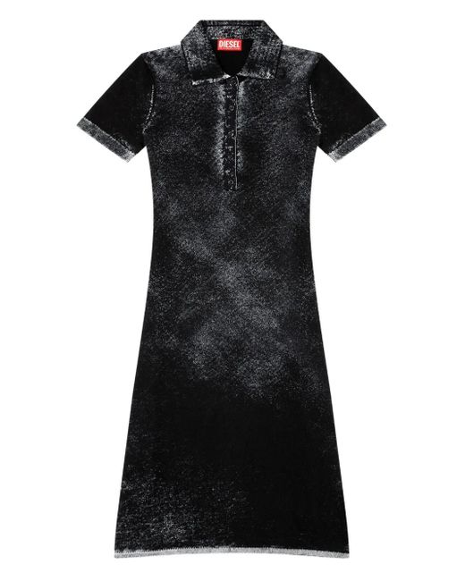 DIESEL Black Midi Dress With Button Placket