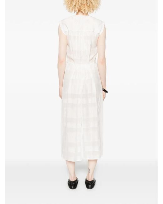 Low Classic White Tie-Waist Midi Dress