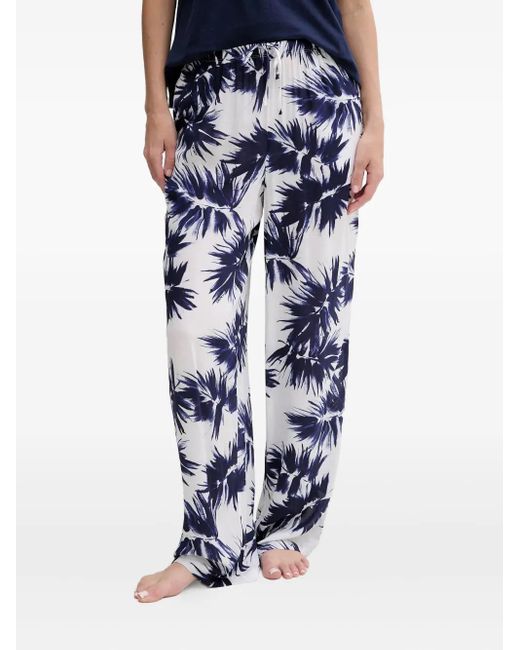 DKNY Pyjama Met Bladerprint En Trekkoord in het Blue