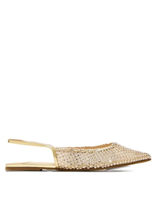 Le Silla White Gilda Crystal-Embellished Slingback Ballet Flats