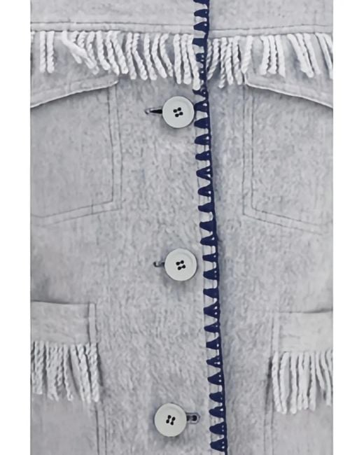 BAZISZT Blue Vedu Fringe-Trimmed Reversible Jacket for men