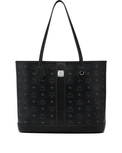 MCM Black Medium Logo-Plaque Tote Bag