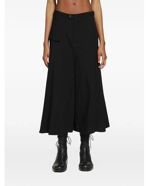 Yohji Yamamoto Black Flap-Detail Flared Trousers