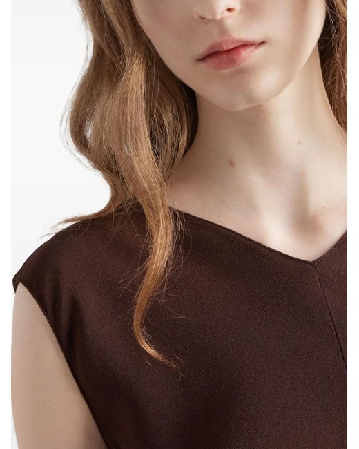 Prada Brown Satin Crepe Midi Dress