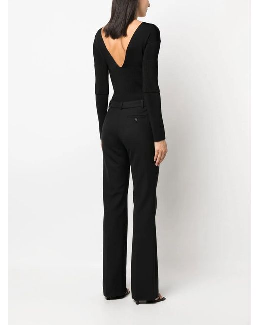 Ferragamo Black V-Neck Knitted Bodysuit