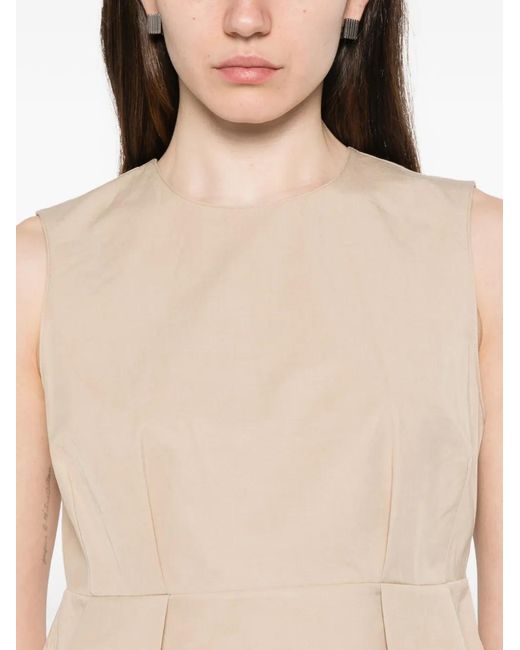 Vince Natural Sleeveless Pleated Blouse