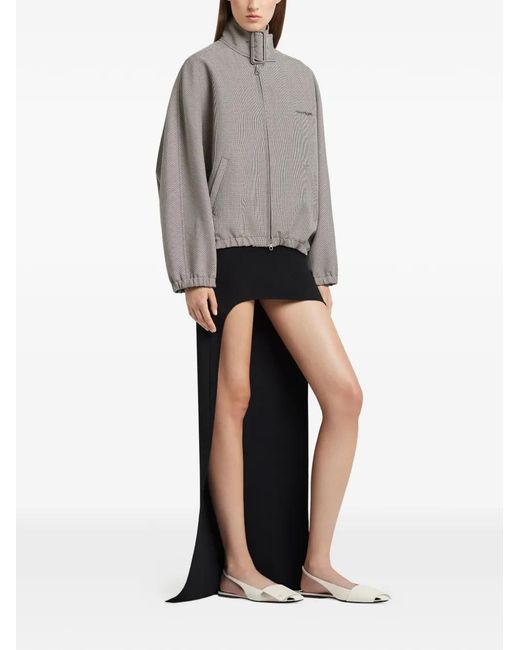 Courreges Gray Houndstooth-Pattern Bomber Jacket