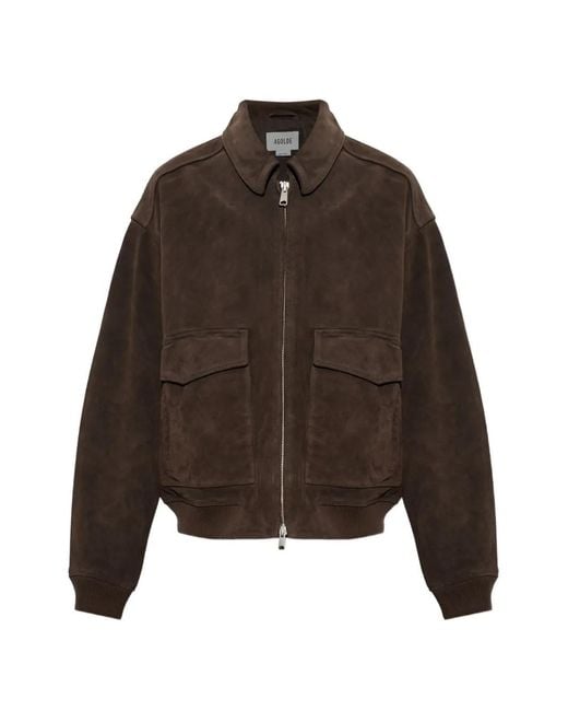 Agolde Brown Emil Suede Bomber Jacket for men