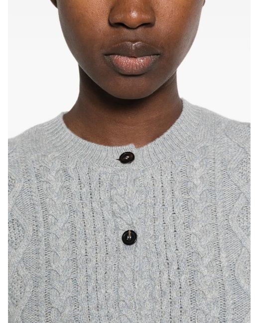 Bompard Gray Cable-Knit Cardigan